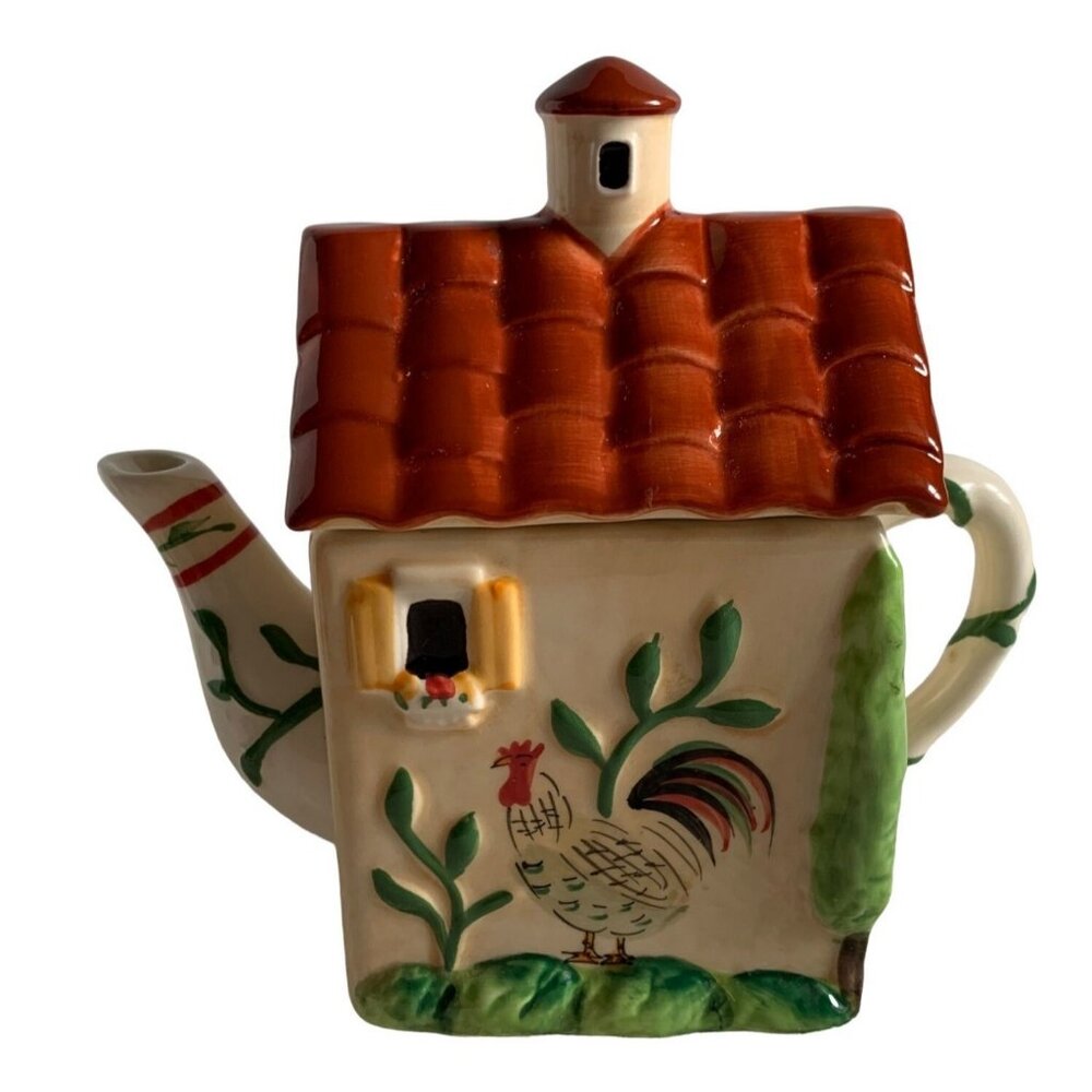 Pfaltzgraff Napoli Rooster Hand-Painted Cottage Teapot China Ceramic